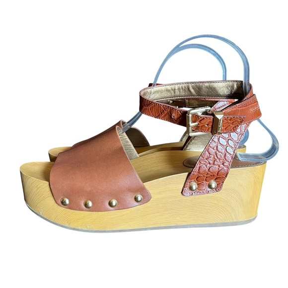 Sam Edelman Brynn Brown Leather Wedge Sandals Size 8 - Picture 5 of 15